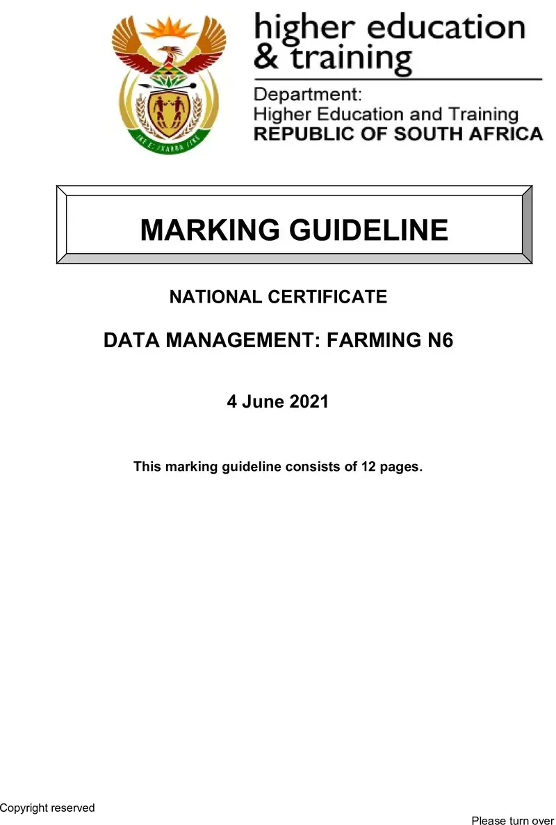 Data Management Farming N6 Memo June 2021