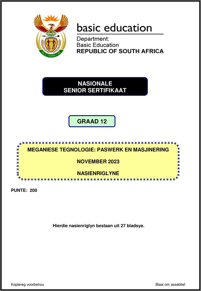 Mechanical Technology Nov 2023 Fitting And Machining Mg Afr Gr12