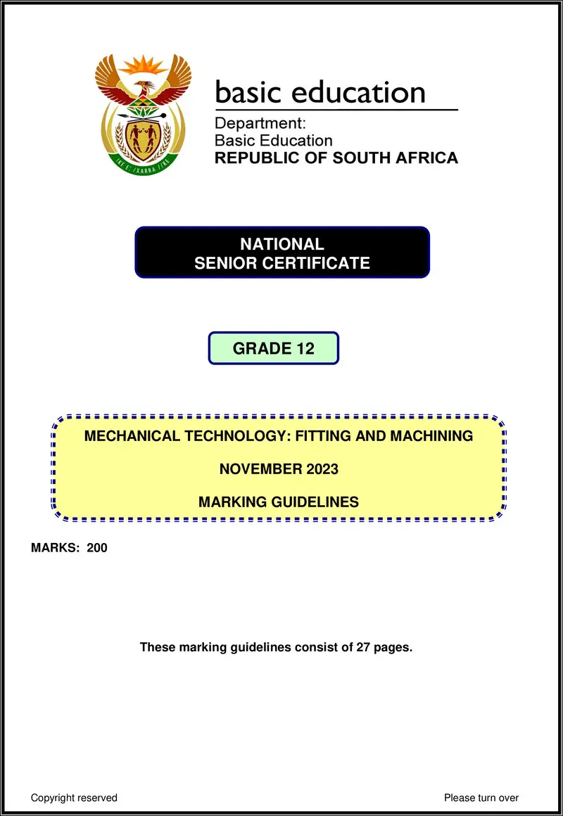 Mechanical Technology Nov 2023 Fitting And Machining Mg Eng Gr12