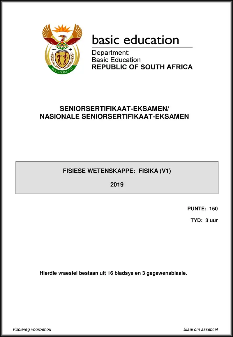 Physical Sciences P1 May June 2019 Afr Gr12