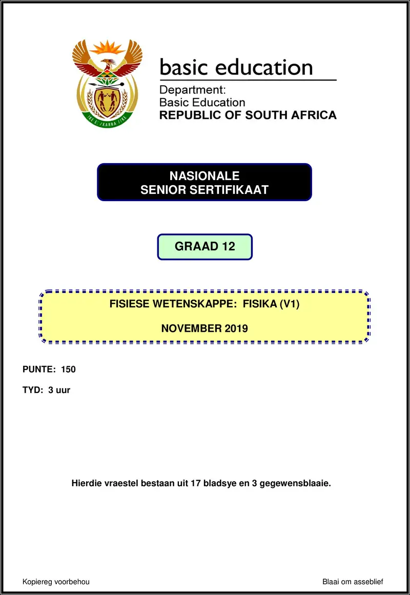 Physical Sciences P1 Nov 2019 Afr Gr12