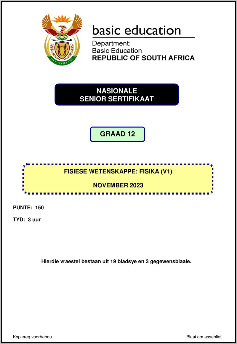 Physical Sciences P1 Nov 2023 Afr Gr12