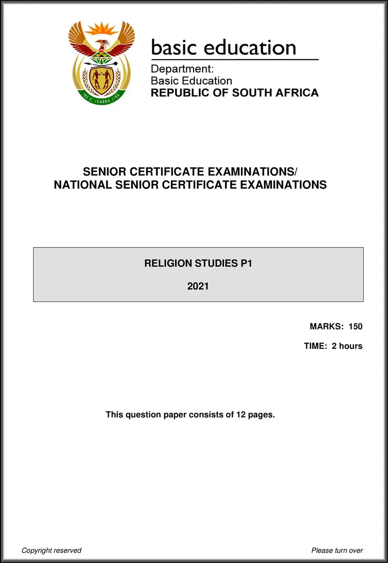 Religion Studies P1 May June 2021 Eng Gr12