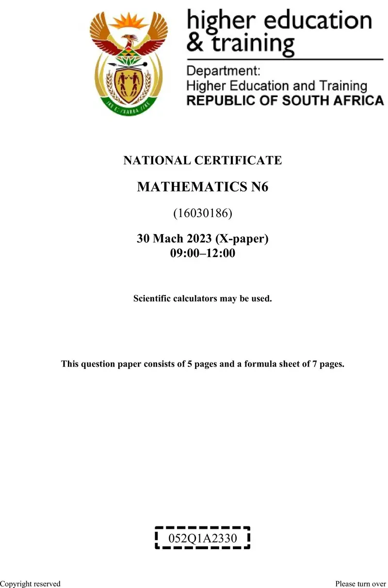 T1040 Mathematics N6 QP April 2023 preview