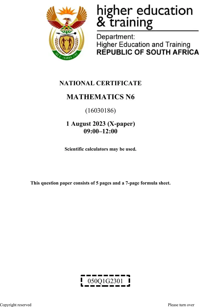 T1040 Mathematics N6 QP Aug 2023 preview