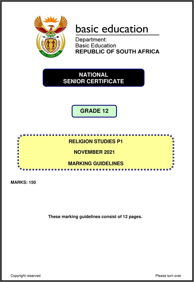 Religion Studies P1 Nov 2021 Mg Eng Gr12