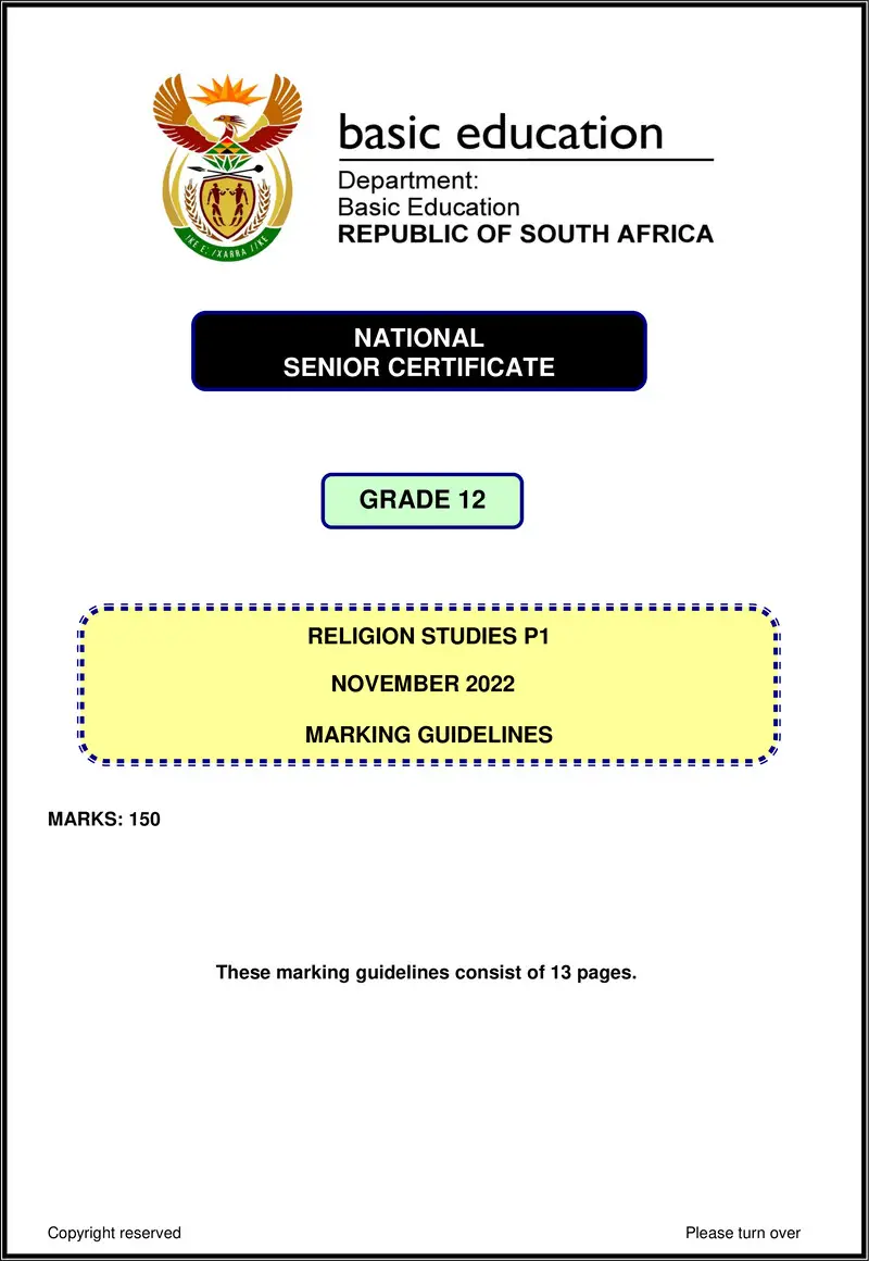 Religion Studies P1 Nov 2022 Mg Eng Gr12