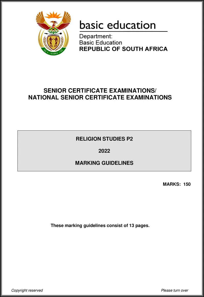 Religion Studies P2 May June 2022 Mg Eng Gr12