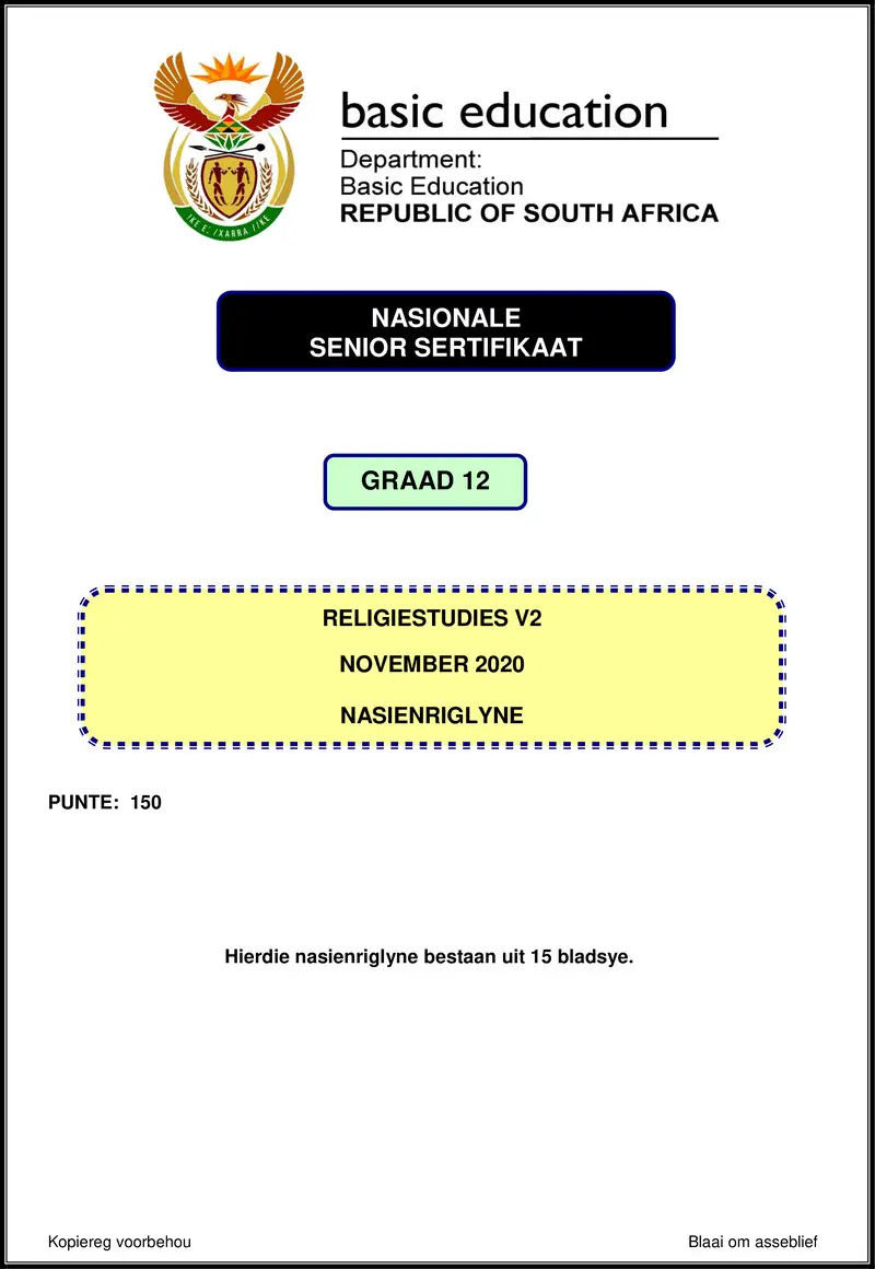 Religion Studies P2 Nsc Nov 2020 Memo Afr Gr12