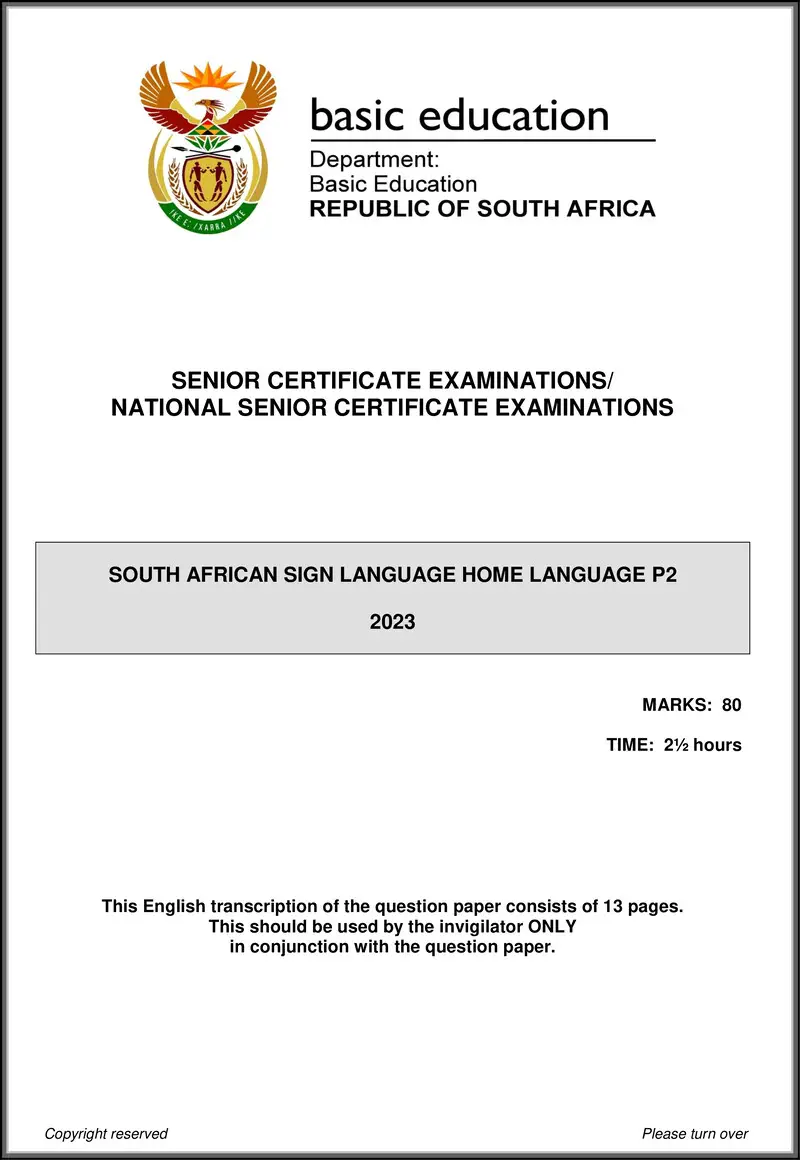 Sasl Hl P2 May June 2023 Transcription Gr12