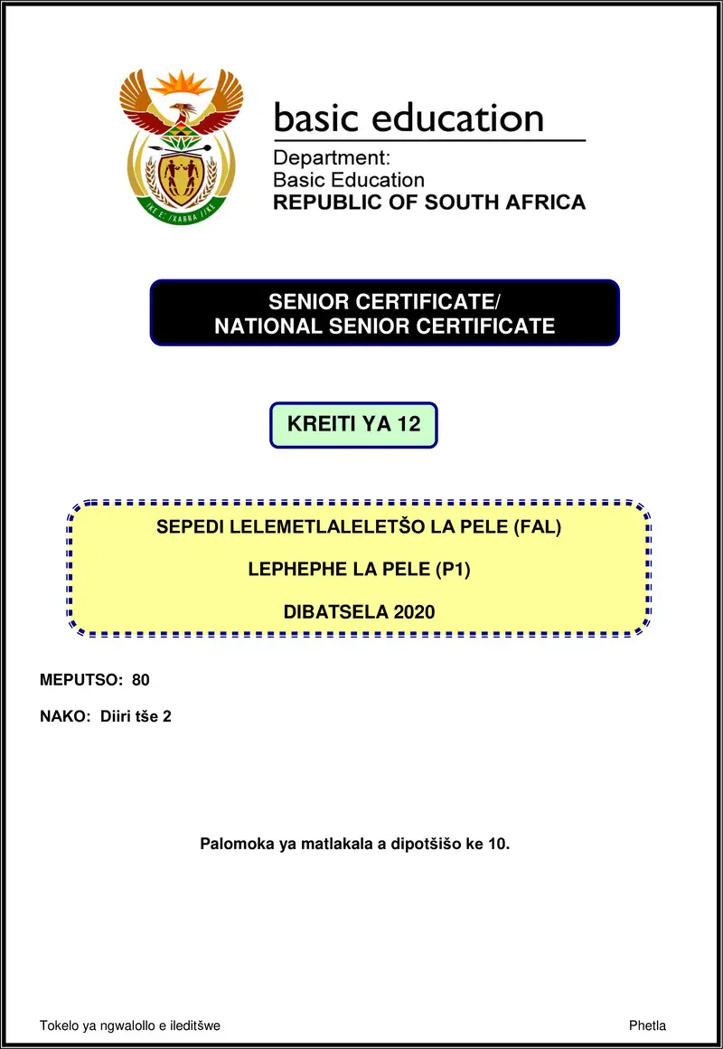 Sepedi Fal P1 Nov 2020 Gr12