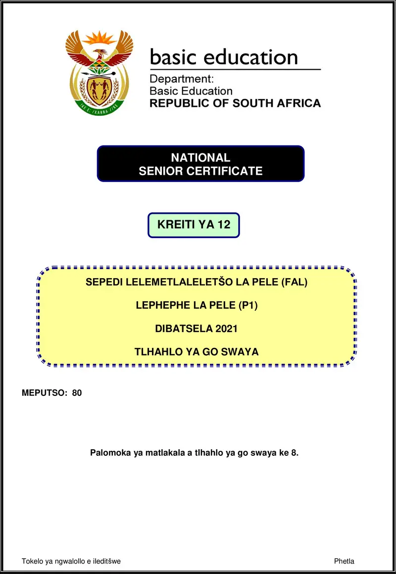 Sepedi Fal P1 Nov 2021 Mg Gr12