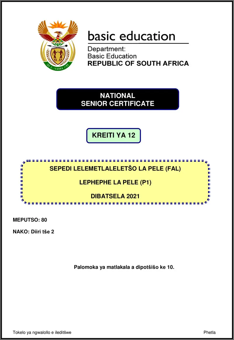Sepedi Fal P1 Nov 2021 Gr12