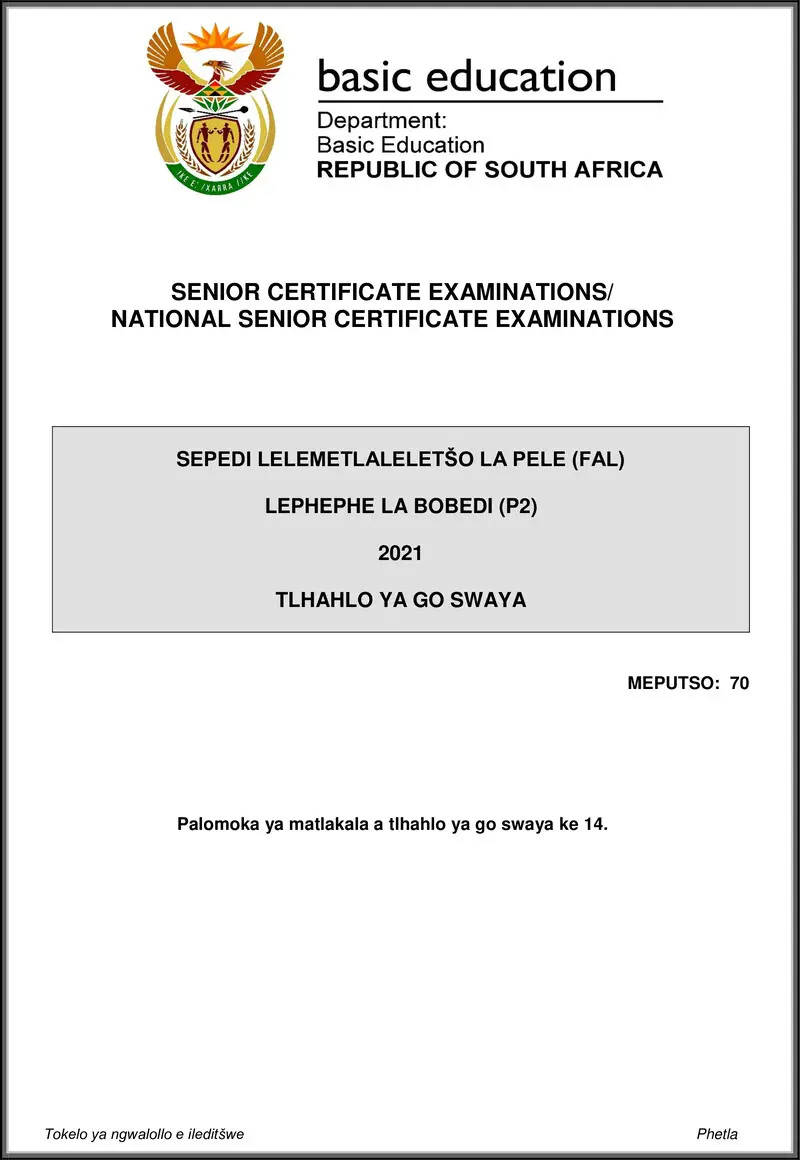 Sepedi Fal P2 May June 2021 Mg Gr12