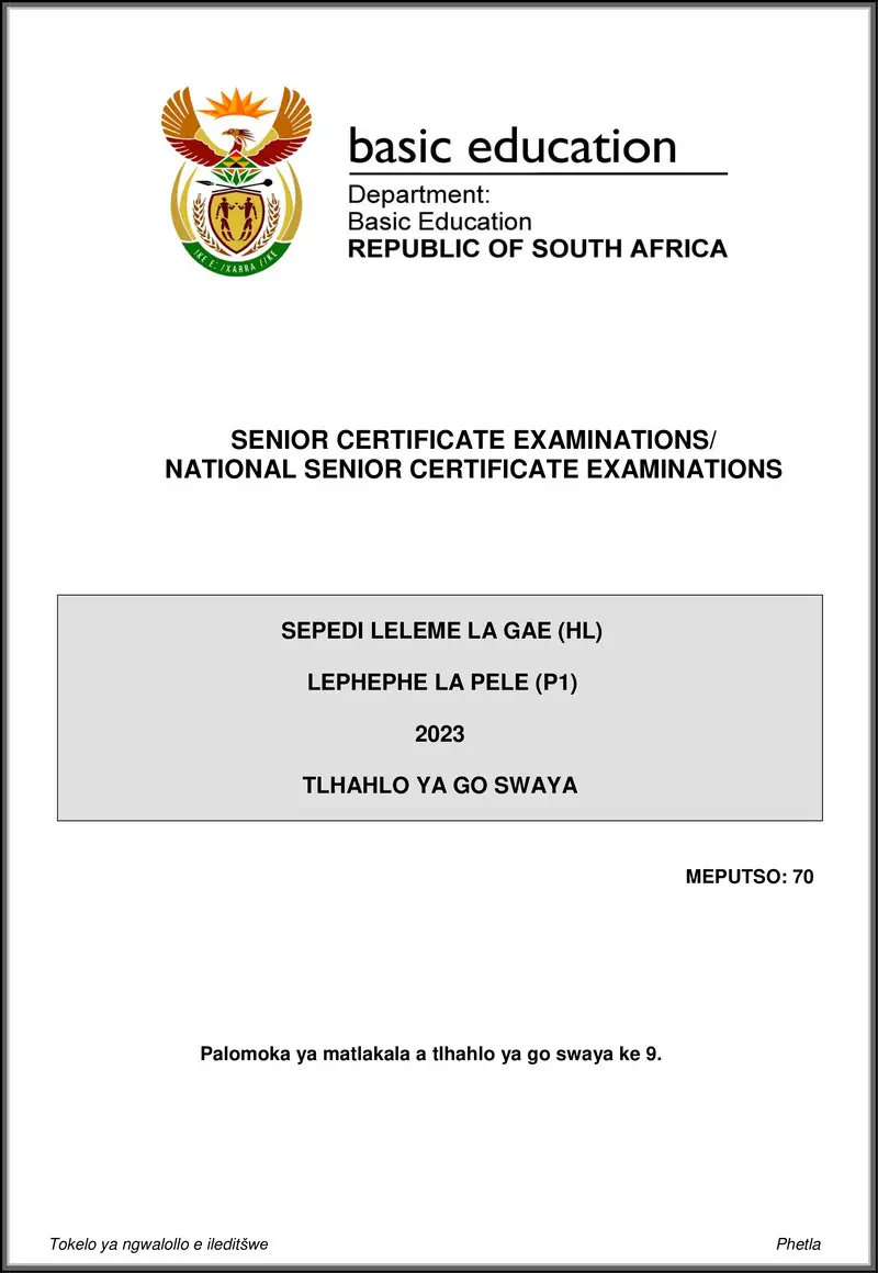 Sepedi Hl P1 May June 2023 Mg Gr12