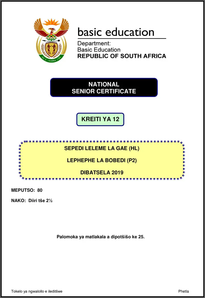 Sepedi Hl P2 Nov 2019 Gr12