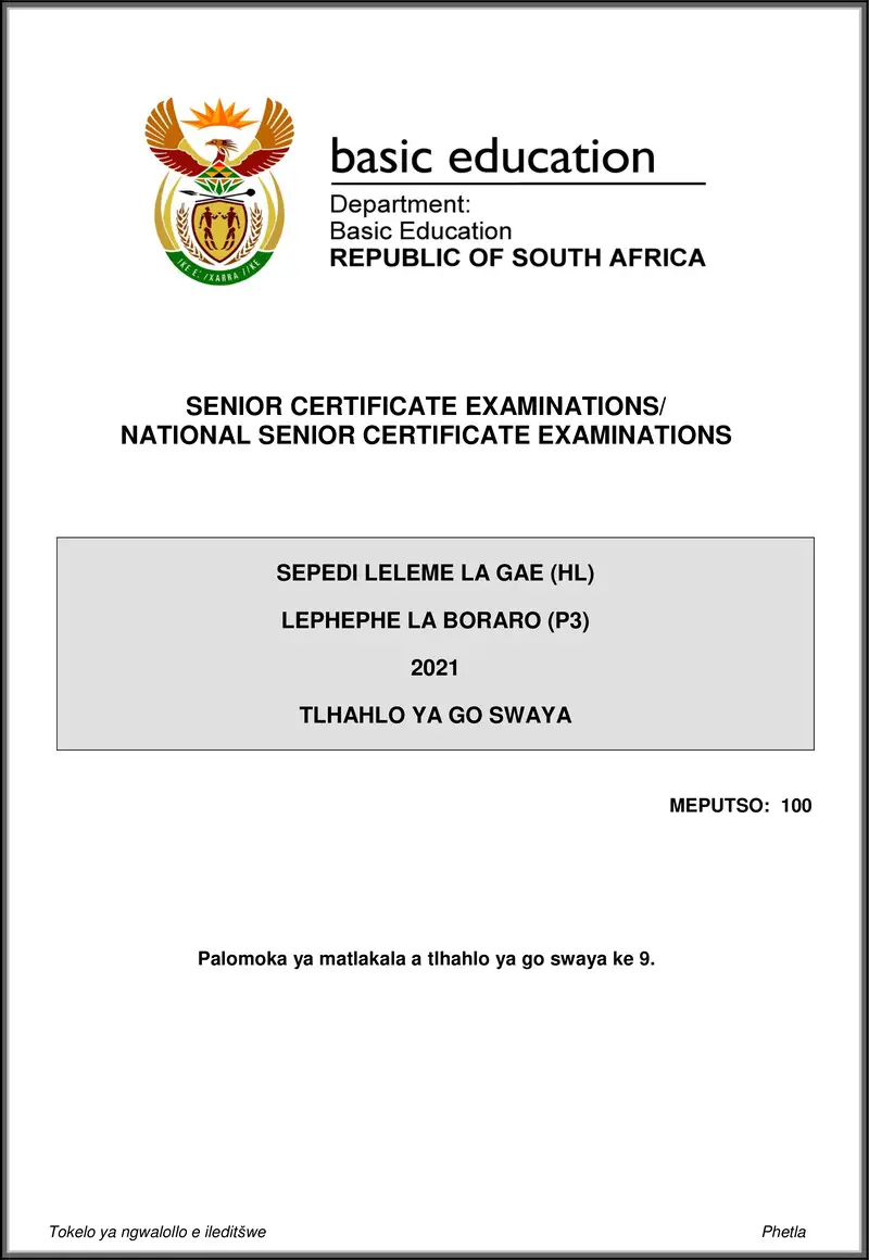 Sepedi Hl P3 May June 2021 Mg Gr12
