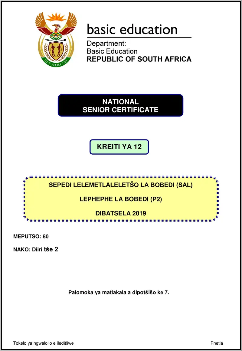 Sepedi Sal P2 Nov 2019 Gr12
