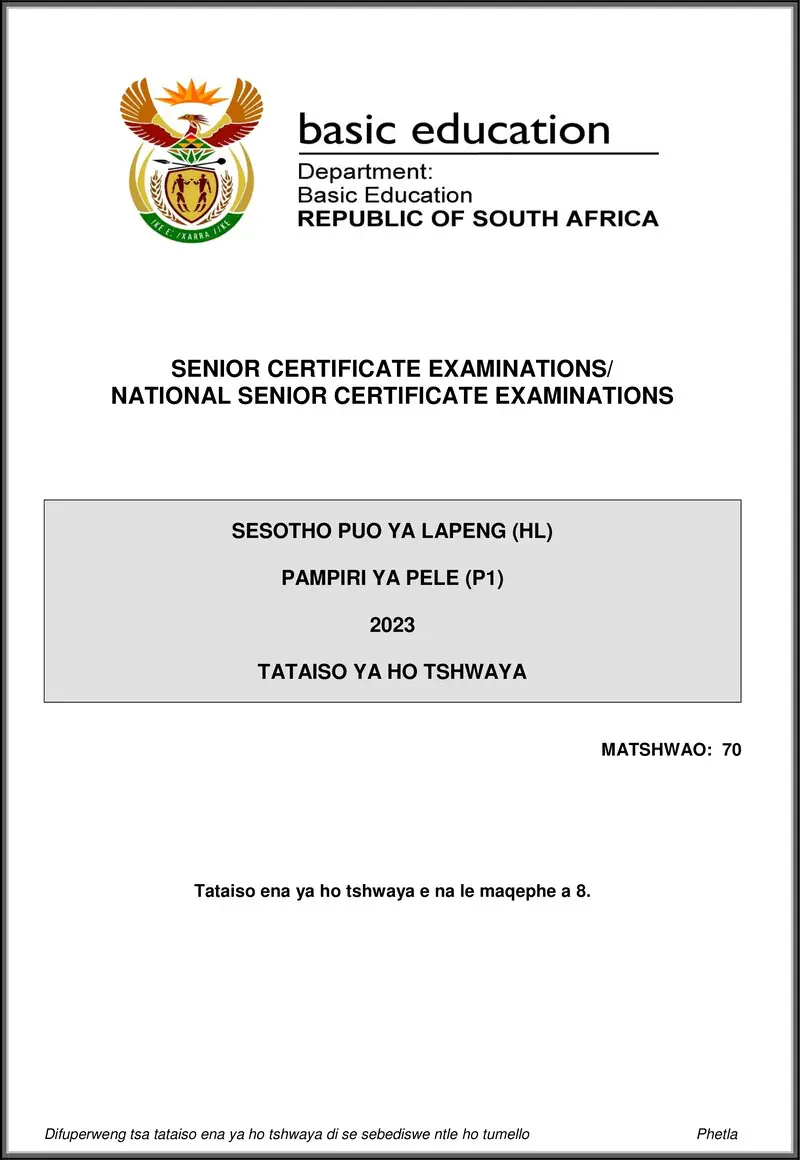 Sesotho Hl P1 May June 2023 Mg Gr12