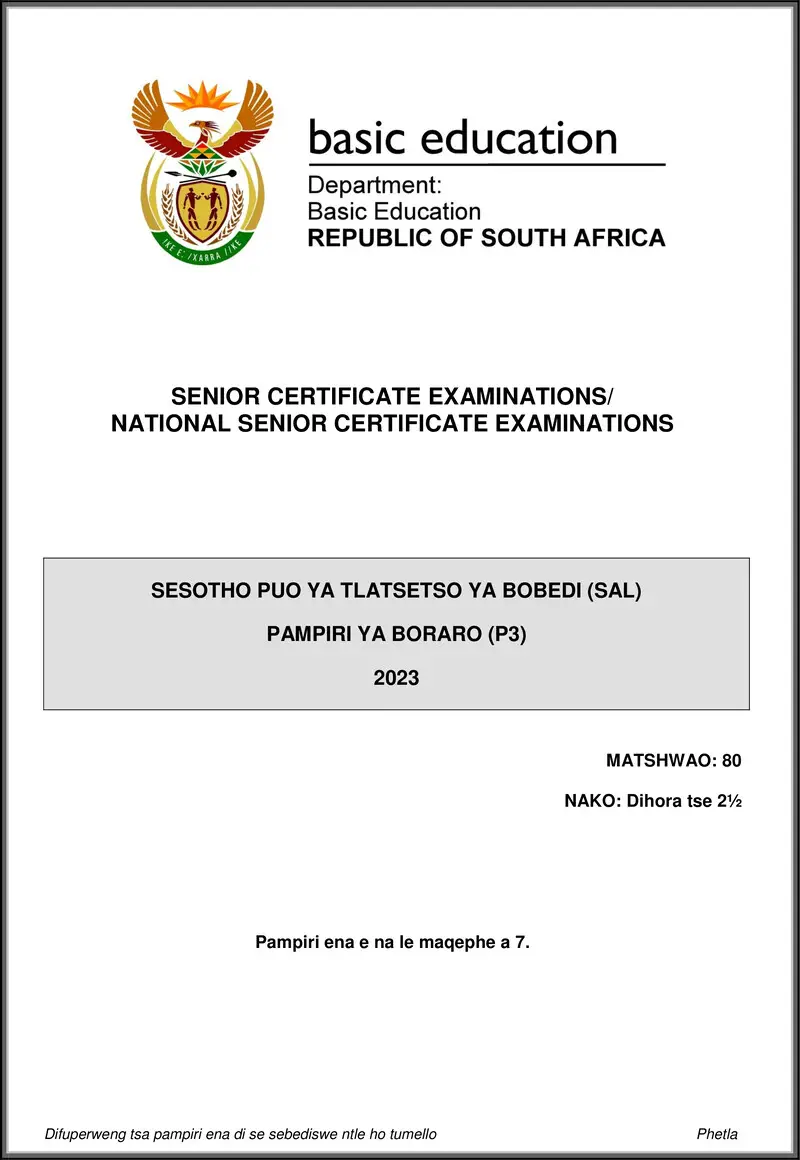 Sesotho Sal P3 May June 2023 Gr12