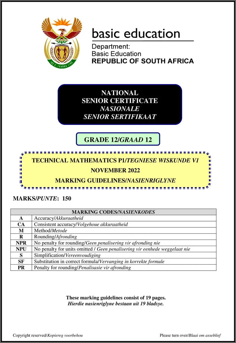 Technical Mathematics P1 Nov 2022 Mg Afr Eng Gr12