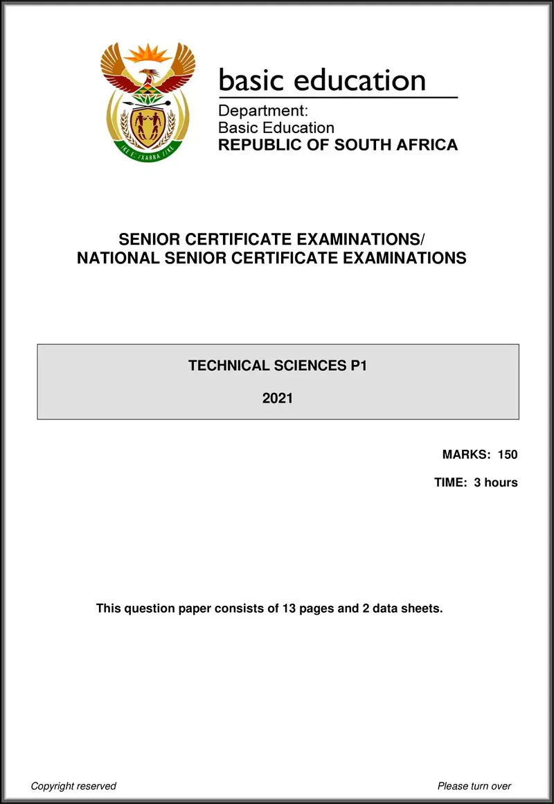 Technical Sciences P1 May June 2021 Eng Gr12