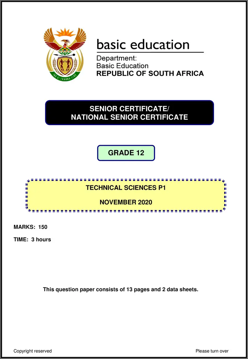 Technical Sciences P1 Nov 2020 Eng Gr12