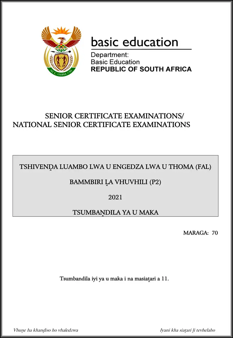 Tshivenda Fal P2 May June 2021 Mg Gr12