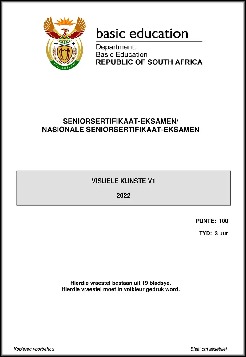 Visual Arts P1 May June 2022 Afr Gr12