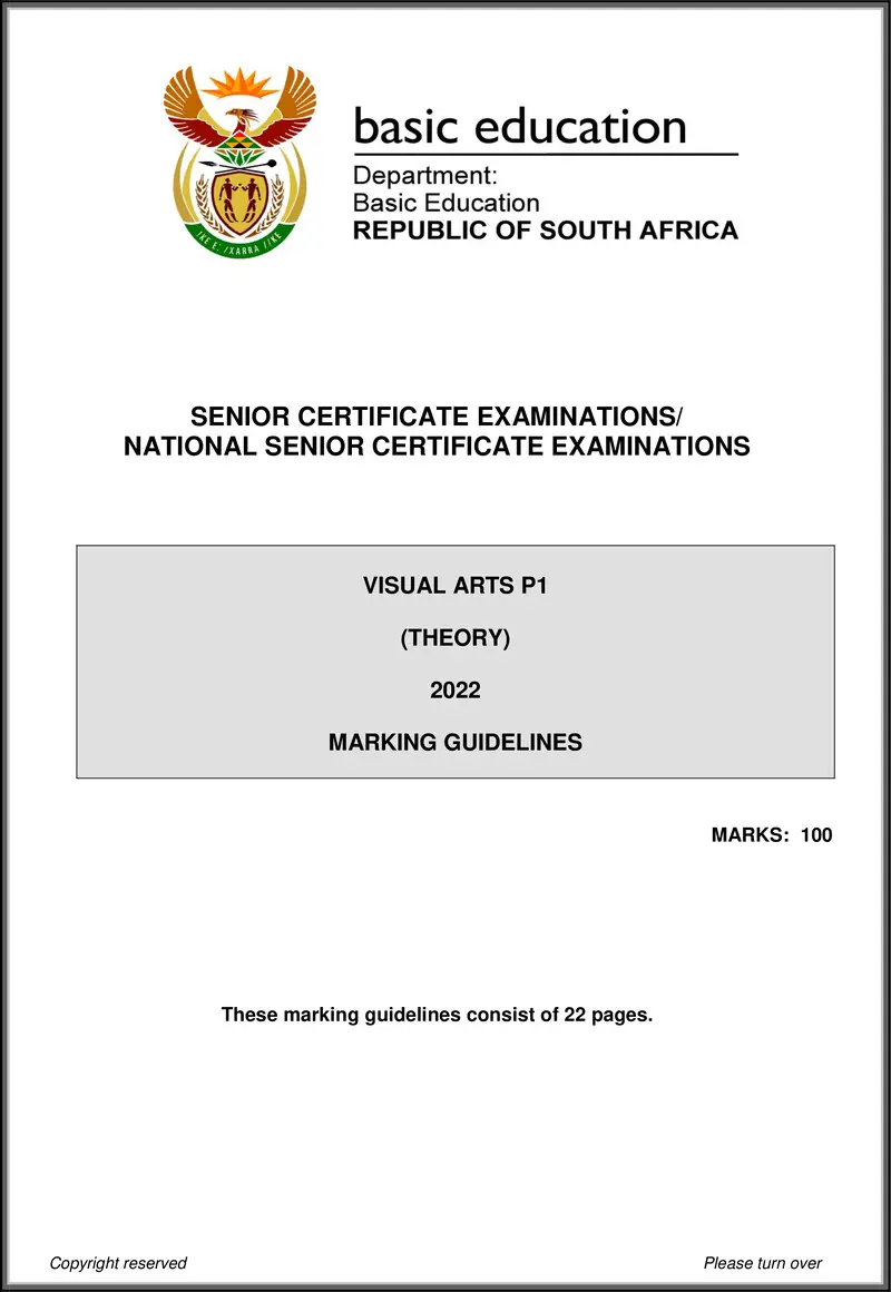 Visual Arts P1 May June 2022 Mg Eng Gr12