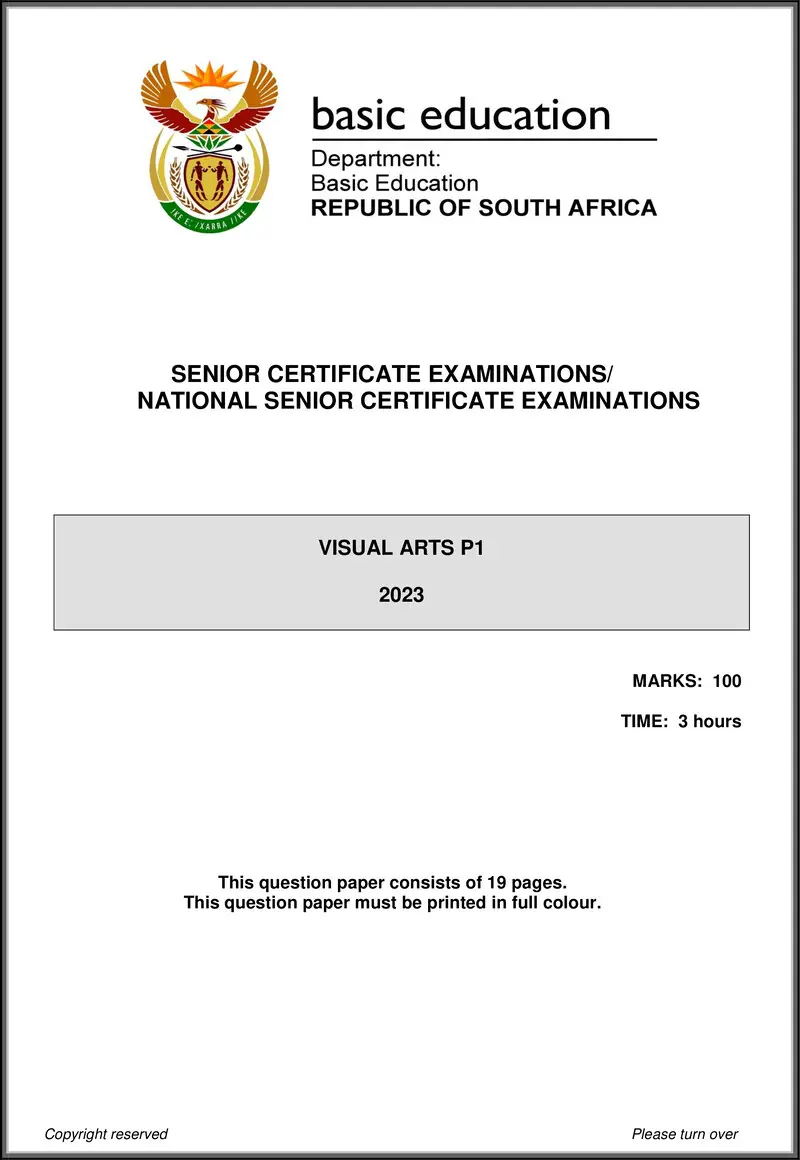 Visual Arts P1 May June 2023 Eng Gr12