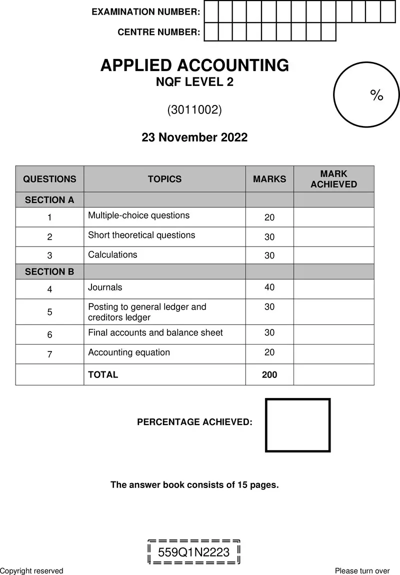 Nc170 Applied Accounting L2 Answer Book Nov 2022 Edited