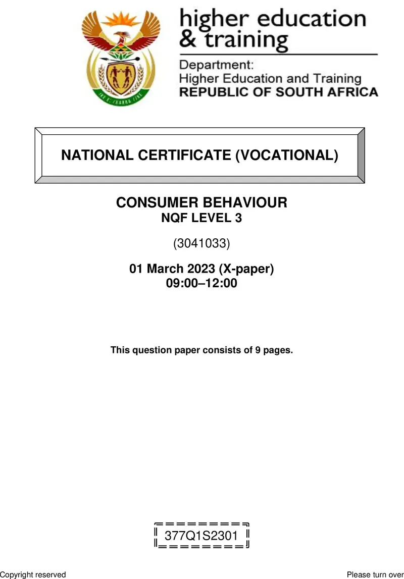 Consumer Behaviour L3 QP Supp Feb 2023 preview