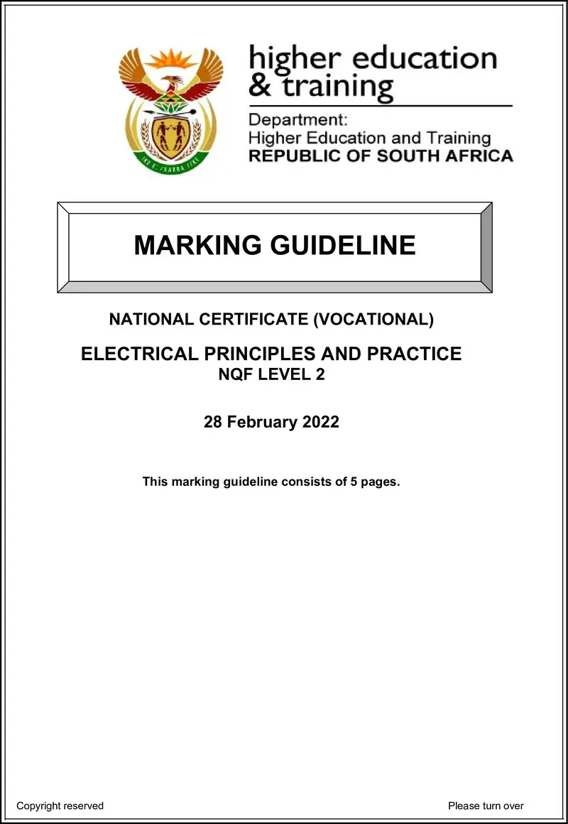 Electrical Principles And Practice L2 Memo Supp Feb 2022