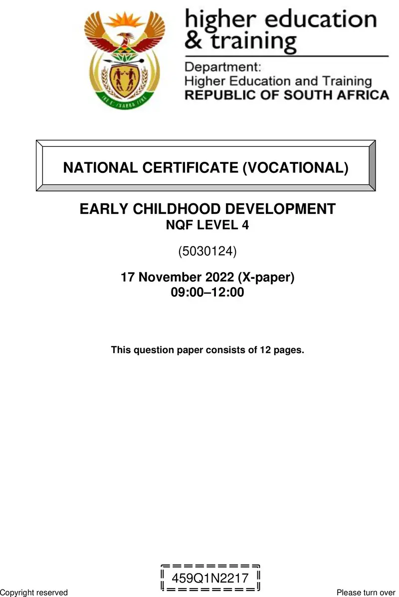 Nc840 Early Childhood Development L4 QP Nov 2022 Signed Off