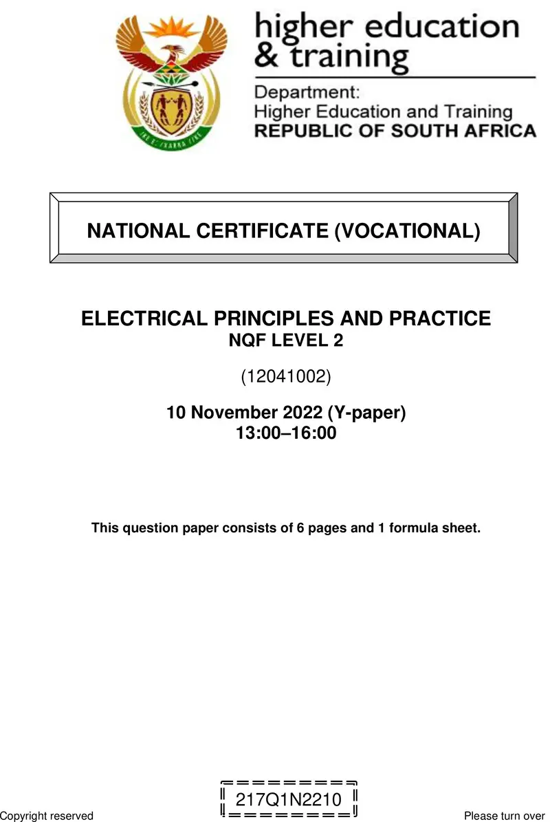 Nc880 Electrical Principles And Practice L2 QP Nov 2022 Signed Off