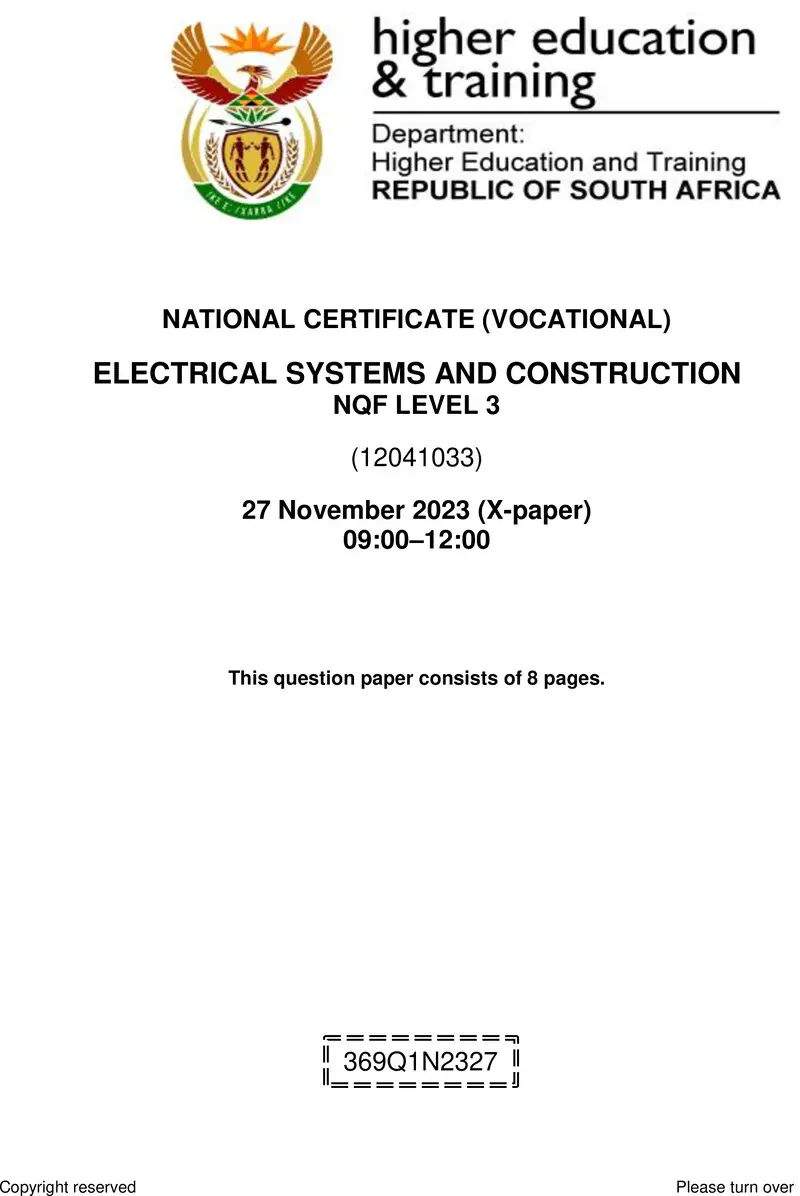 Nc920 Electrical Systems And Construction L3 QP Nov 2023 Ed