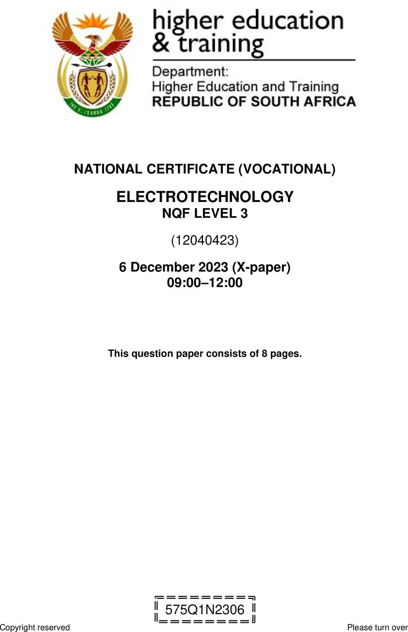 Nc1010 Electrotechnology L3 QP Nov 2023 Signed Off