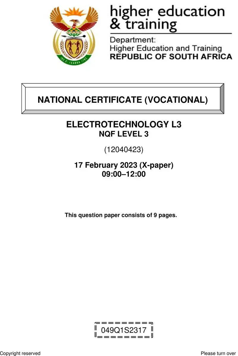 Nc1010 Electrotechnology L3 Supp QP Feb 2023