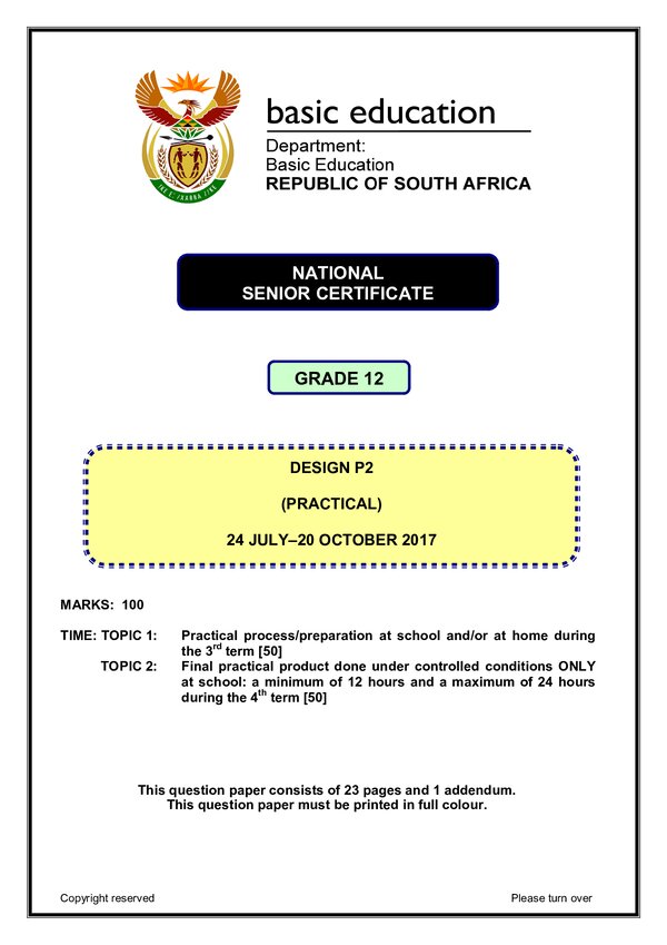 Design Grade 12 DBE NSC October 2017 Paper 2 - Question Paper