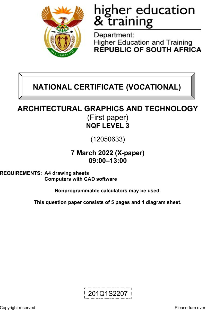 Architectural Graphics and Technology Level 3 DHET NCV March 2022 Paper X - Question Paper