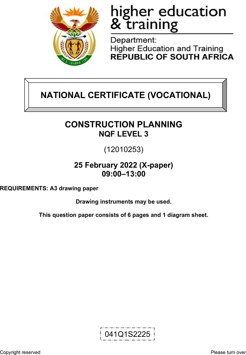 Construction Planning Level 3 DHET NCV February 2022 Paper X - Question Paper