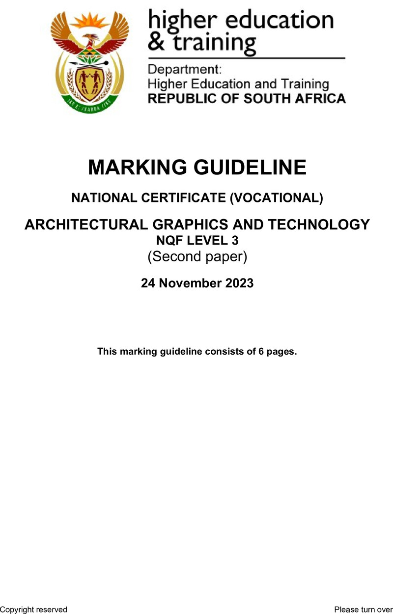 Architectural Graphics and Technology Level 3 DHET NCV November 2023 - Memo
