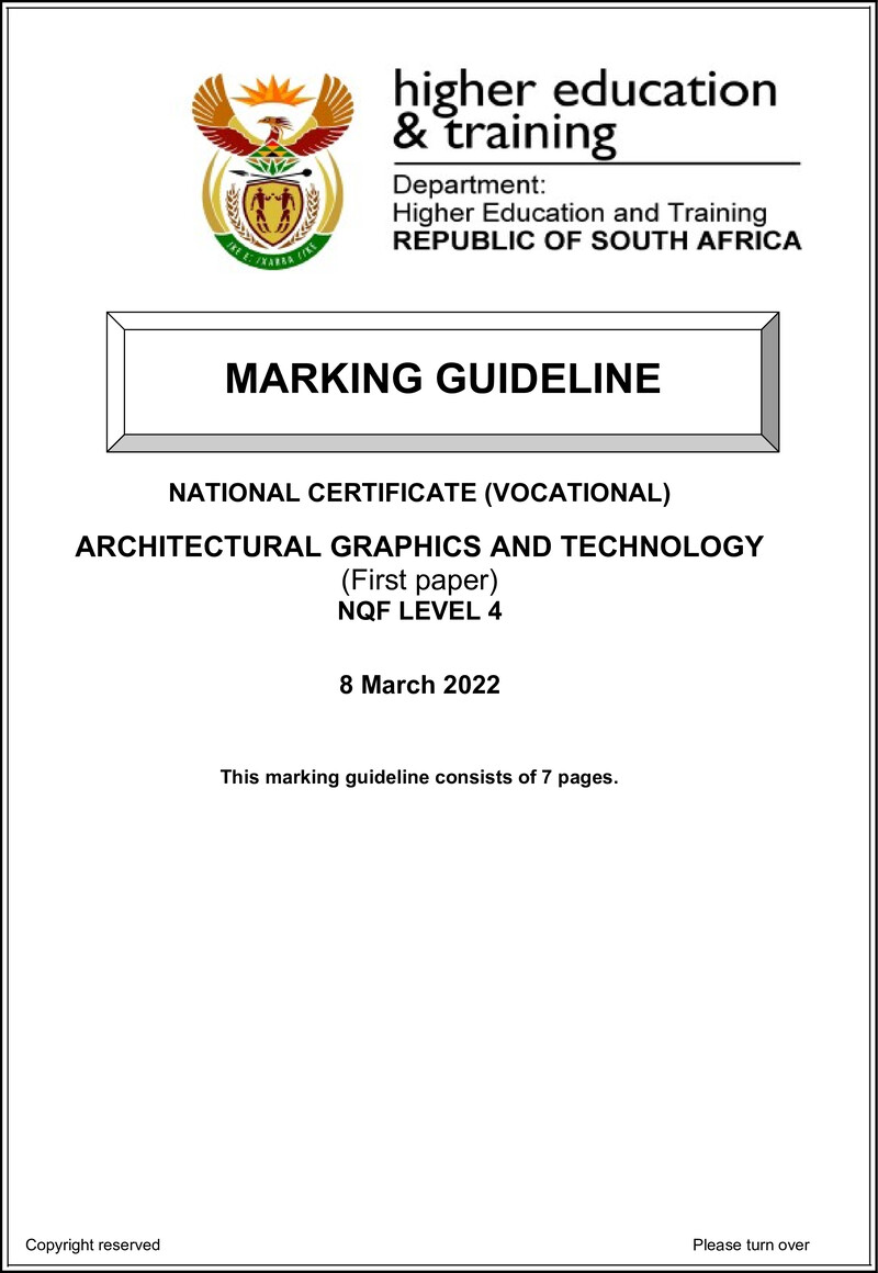 Architectural Graphics and Technology Level 4 DHET NCV March 2022 - Memo