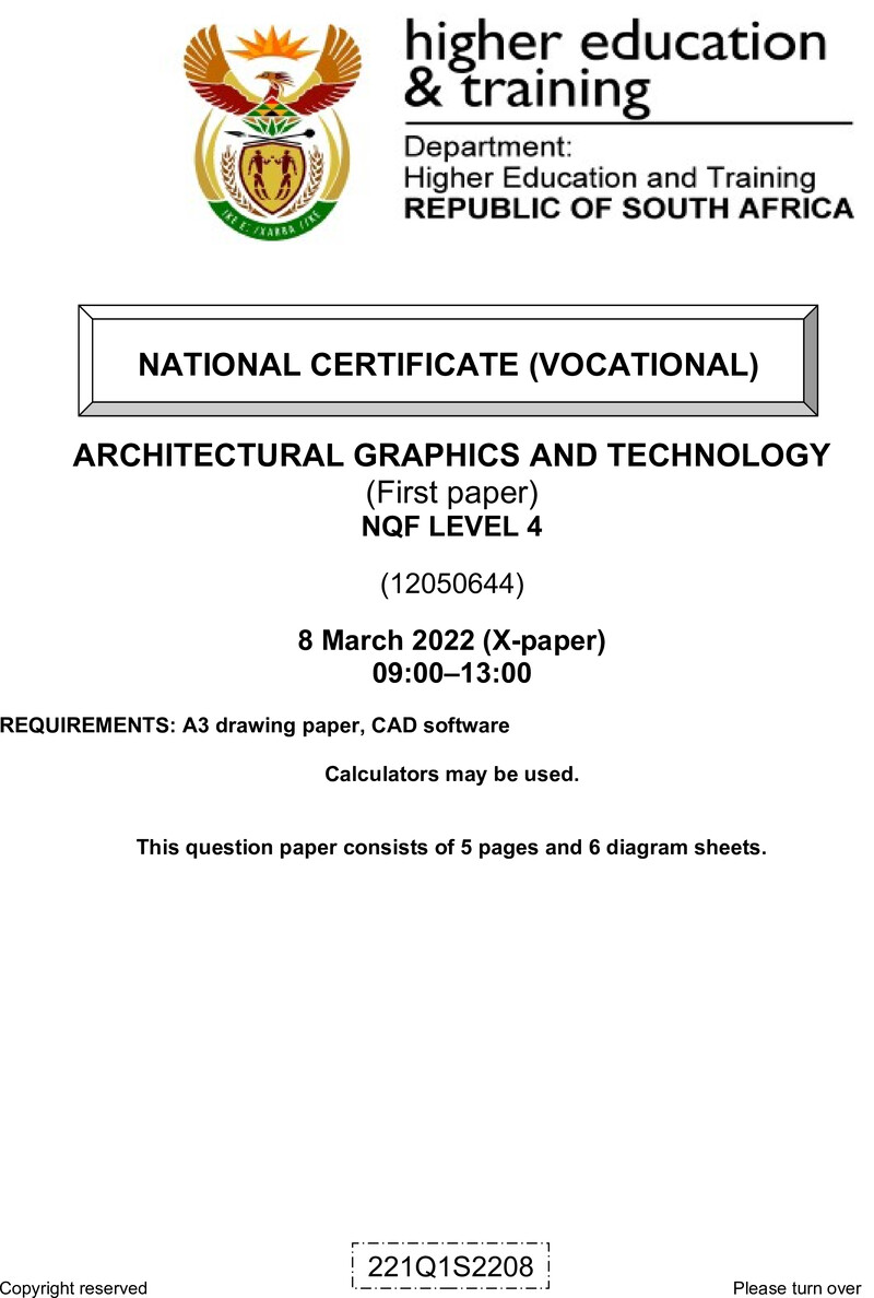 Architectural Graphics and Technology Level 4 DHET NCV March 2022 Paper X - Question Paper