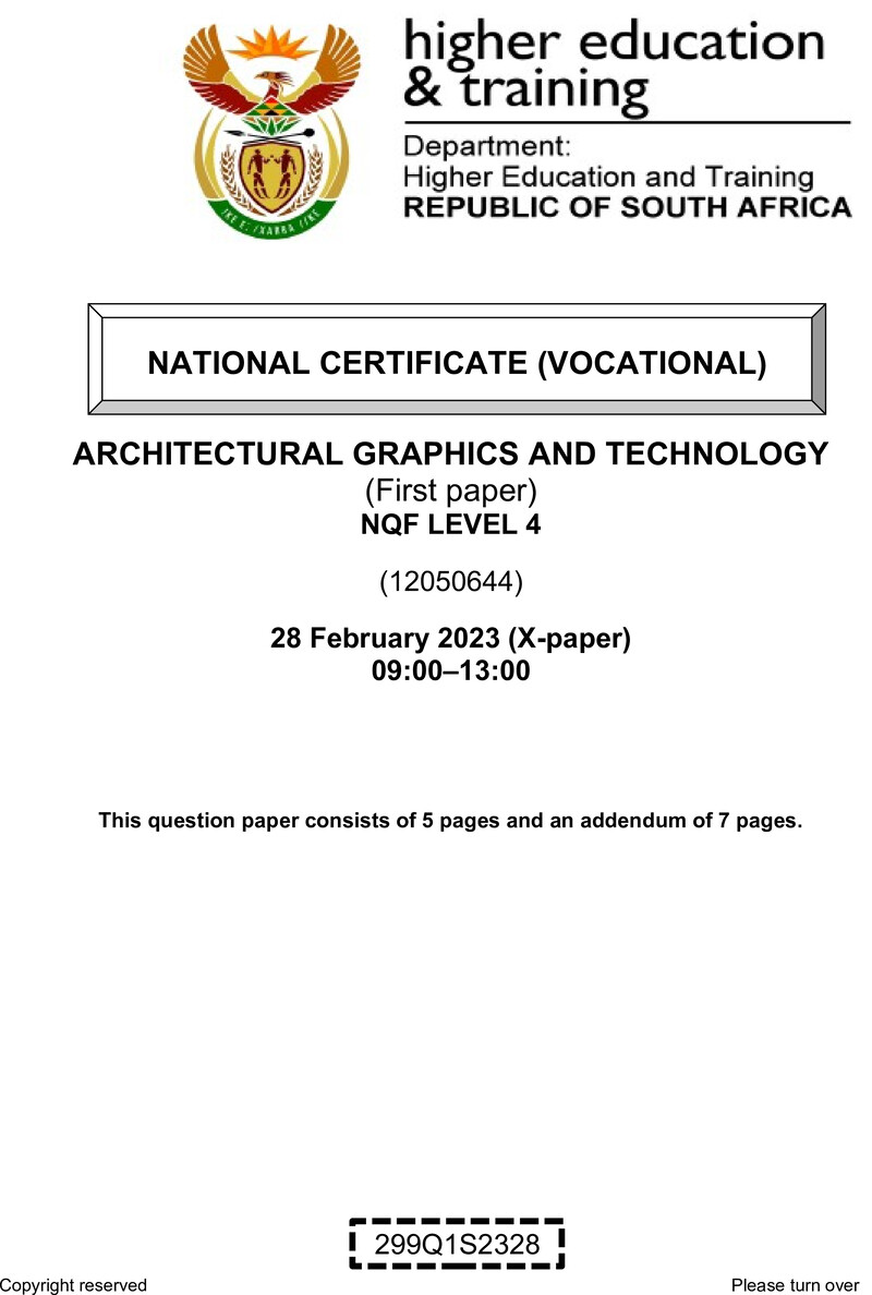 Architectural Graphics and Technology Level 4 DHET NCV February 2023 Paper X - Question Paper