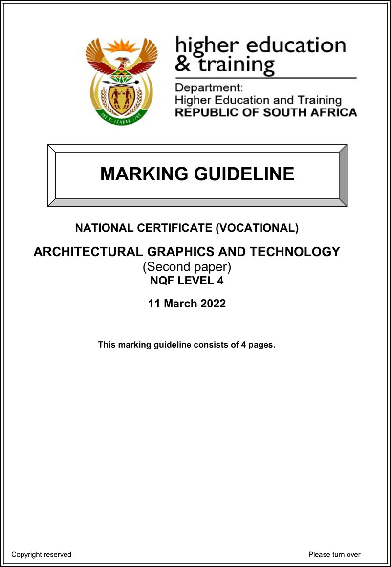 Architectural Graphics and Technology Level 4 DHET NCV March 2022 - Memo