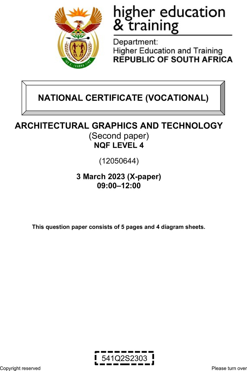 Architectural Graphics and Technology Level 4 DHET NCV March 2023 Paper X - Question Paper
