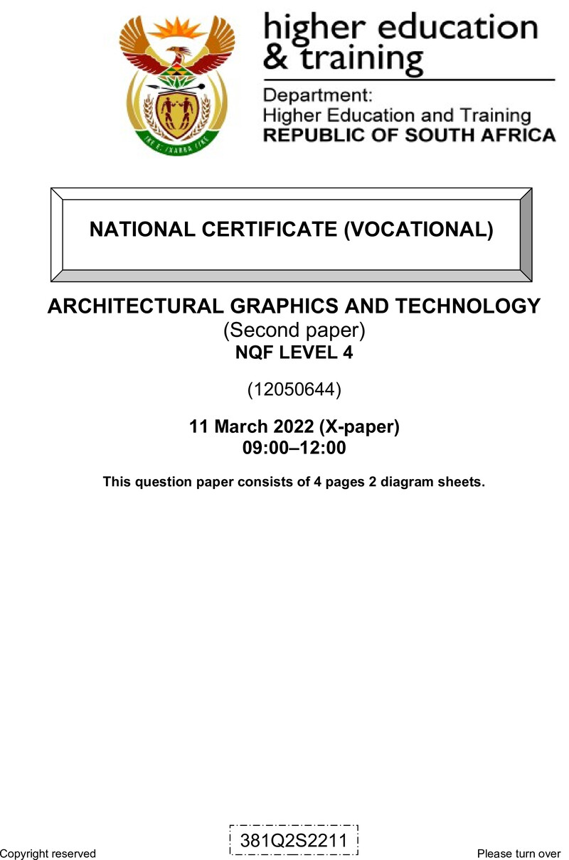 Architectural Graphics and Technology Level 4 DHET NCV March 2022 Paper X - Question Paper