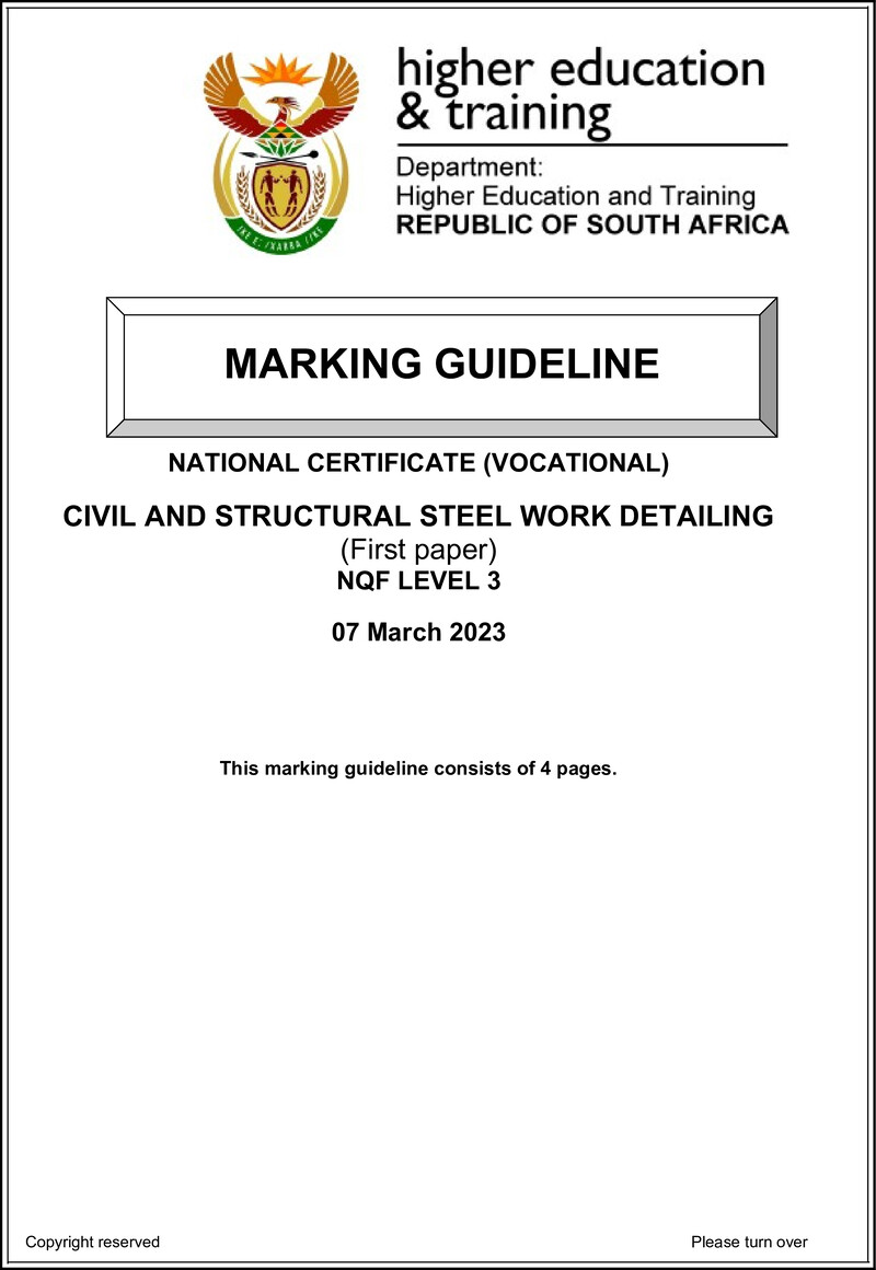 Civil and Structural Steelwork Detailing Level 3 DHET NCV March 2023 - Memo